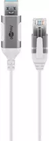 Goobay 74380, USB 3.0 A tipo, RJ45, 3 m, baltas