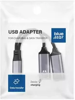 BlueStar Adaptor AUX 2in1 Type C (male) to Type C (female) / Type C (female) Blue Star juodas [DAC] - max 25W charging
