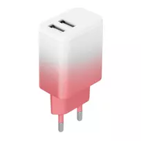 Telforceone Setty įkroviklis 2x USB 18W LSIG-AA-20 baltas-rožinis gradientas