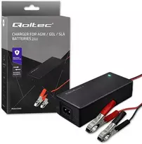 Qoltec 52665 Automatic charger for AGM GEL STD batteries | 24V charger | 2A | 48W | LED | 1.8m cable