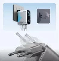 Anker charger 100W, 2xUSB-C, 1xUSB sidabrinis
