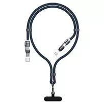 Dudao L20Max 65W 4 viename laidas su dirželiu, USB-C į USB-C su „Lightning“ ir USB-A adapteriai - Mėlyna