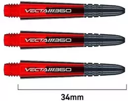Koteliai Winmau Vecta Blade 360, trumpi, 34 mm, raudonos sp.