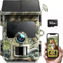 WOLFANG saulės energija maitinama lauko kamera su 4K raiška, 46 MP, Wi-Fi, Bluetooth ir IP66