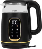 ADLER EUROPE elektrinis virdulys su temperatūros reguliavimu, stiklinis, 1,7 l, LED, 1850 W, AD1305BG