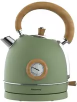 Virdulys, Elektrinis virdulys su termometru, nerūdijančio plieno, žalias su mediena, 1,8 l, 1850–2200 W, klausberg, KB-9008