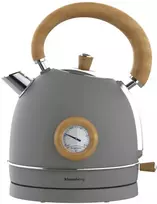 Virdulys, Elektrinis virdulys su termometru, nerūdijančio plieno, pilkas su mediena, 1,8 l, 1850–2200 W, klausberg, KB-9009