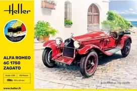 Heller Alfa Romeo 6C 1750 Zagato modelio rinkinys 1/24 su dažais ir klijais