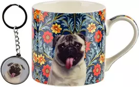Affek Design NOYA puodelis su raktų pakabuku 380ml 9x13x9cm Mopsas