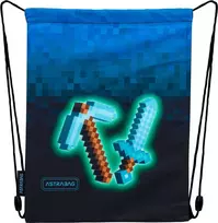 Astra Maišelis plecak Minecraft batams obuwie kapcie Mėlyna Pixel 33x40cm ASTRABAG