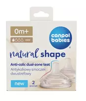 CANPOL BABIES žindukas NATURAL SHAPE Anti-colic, labai lėto pratekėjimo, 0m+, 2 vnt., 21/750