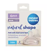 CANPOL BABIES žindukas NATURAL SHAPE Anti-colic, vidutinio pratekėjimo, 6m+, 2 vnt., 21/752