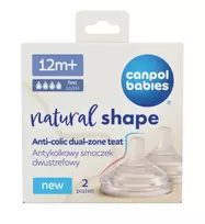 CANPOL BABIES žindukas NATURAL SHAPE Anti-colic, greito pratekėjimo, 12m+, 2 vnt., 21/753