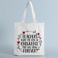 Teacher Tote Bag Women Canvas Bags Teachers Plant The Seeds of Knowledge Printed Casual Shoulder Bag
