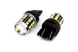 2 vnt. LED lemputė 7443, W21/5W 12-24V CANBUS 1400lm balta su lęšiu Off-Road