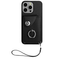 Žiedo rankos dirželis, apverčiamas kortelių laikiklis, odinis telefono dėklas, skirtas iPhone 7/XS/XR/XS Max/11/12/13/14/15 serijai iPhone 7/8 juoda