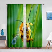 Bees Take Honey Hive Funny Animals Chiffon Sheer Curtains for Living Room Bedroom Home Decoration Window Voiles Tulle Curtain 1 PCS W100XH250cm&Rod Pocket