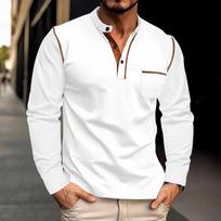 Spring/summer men's long sleeved stand up collar patchwork polo shirt S balta