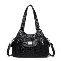 Large Volume Washed Leather Women's Tote Bag Vintage All-in-one Shoulder Tote Commuter Underarm Bag juoda