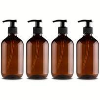 4 vnt. 300/500 ml šampūno ir kondicionieriaus buteliukai, daugkartinio naudojimo rankinio siurblio dozatorius, vonios dušo želės, šampūno, muilo buteliukas 300ml black