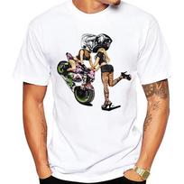 Linksmas motociklas Cafe Racer iš galo važiuojant marškinėliai vasara vyriški trumpomis rankovėmis sportiniai klasikiniai marškinėliai hip hop berniuko kasdieniai balti marškinėliai S smėlis