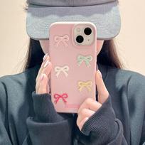 Three-dimensional Color Bow Suitable for IPhone16promax Apple 14 Mobile Phone Case 13/12 Women 15 Anti-fall Apple 11