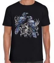 Hugin and Munin Ravens Norse Mythology Viking God Odin Black Tee T Shirt 413 L