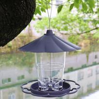 Folding Hanging Wild Bird Feeder Waterproof Gazebo Style Automatic Bird Feeder Large Capacity with Lanyard Hummingbird Feeder pilka