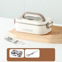Stainless Steel Thermal Lunch Box With Fold Spoon Microwavable Lunch Box Set Divided Stackable Food Storage Containers