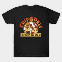 Men Black Print T-shirt Chip And Dale No-Cut Transfer Paper Print Cotton Tshirt L juoda