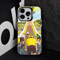 T-Tour De France B-Dviračio telefono dėklas, skirtas iPhone 17,16,15,14,13,12,11,Pro,XS,Max,Plus,Mini,SE4,E IMD Matinis juodas iPhone15PRO