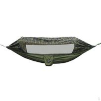 1-2 Person Outdoor Camping Hammock with Net, High Strength Parachute Fabric Hanging Bed Hunting Camo Green