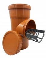 Grotelė kanalizacijos praplovimo angai su sieteliu Ø 110 mm Oranžinė Aquer