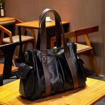 Moteriška didelės talpos minkšta odinė rankinė, rankinė per petį 36cm*16cm*29cm juoda