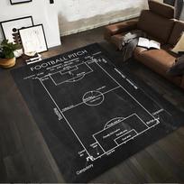 Futbolo Aikštės Schemos Kilimas Juodas ir Baltas Sporto Tematikos Kilimas Tinka naudoti kaip neslystantis kilimėlis svetainės, miegamojo, sofų. 80x120cm( 31x47in) gray