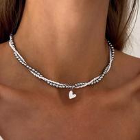 Y2k Pearl Bead Star Moon Choker Necklaces Chain Jewellery Women Glass Multilayer Multiayer Charm Necklace Trendy Girls Gifts