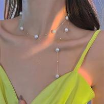 Sweet Temperament Multiple Wearing Methods Imitation Pearl Tassel Y-shaped Chain Long Necklace for Women Designer Charm Zircon