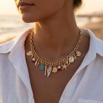 Boho Beach Conch Starfish Shell Flower Turtle Tassel Pendant Necklace For Women Men Summer Vacation Choker Charm Party Zircon