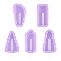 5Pcs Reusable Ice Cream Making Tools Multiple Shapes Popsicle Moulds Creative Ice Cream Mold violetinė