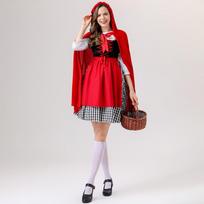 New adult girl Halloween Little Red Riding Hood dress cape suit party role-playing costume S/M