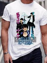 Anime Solo Leveling Shirt Funny Sung Jin-Woo Graphics Men's Clothing Short Sleeve O-Neck Tops Comic Solo Leveling White Tshirts S
