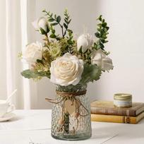 Simulated Rose With Vase Bouquet Set - Living Room Home Decoration & Simulated Rose Fake Flower Desktop Decoration
