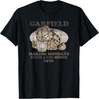 Garfield Distressed Making Mondays Suck Less Cartoon Cat T-Shirt S juoda