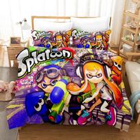 Splatoon Bedding Set Single Twin Full Queen King Size Kawaii Boys/girls Bed Set Aldult Boys Bedroom Duvet Cover Sets 3D Print EU Single(135*200cm)3pcs