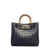Log handle bow buckle leather woven women's bag fashion cross-border leisure commuting portable shoulder messenger bag bag 25*10*22cm juoda