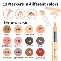 Skin Tone Color Acrylic Paint Marker Soft Brush Tip Art Markers Pens Quick Drying for Sketching Wood Glass Fabric Rock Painting