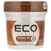 Eco Style, Styling Gel, Max Hold, For All Hair Types, Coconut Oil, 16 oz (454 g)