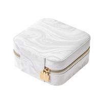 Portable Jewelry Box Faux Leather Travel Organizer for Earrings Necklaces Rings Elegant Velvet Lining Compact Jewelry Case for Women Girls balta