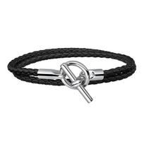 Hermes Glenan dvigubo kilpos odinė apyrankė Unisex apyrankės Juoda H071689FP89 T2