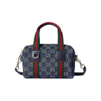 Gucci Mini Džinsinis Rankinis Krepšys Su Nuimamu Peties Dirželiu Šviesiai Auksinės Spalvos Unisex Rankinės Mėlynos 859975-FAFWW-4443 Regular Edition,Basic Set (Bag+Dust Bag)